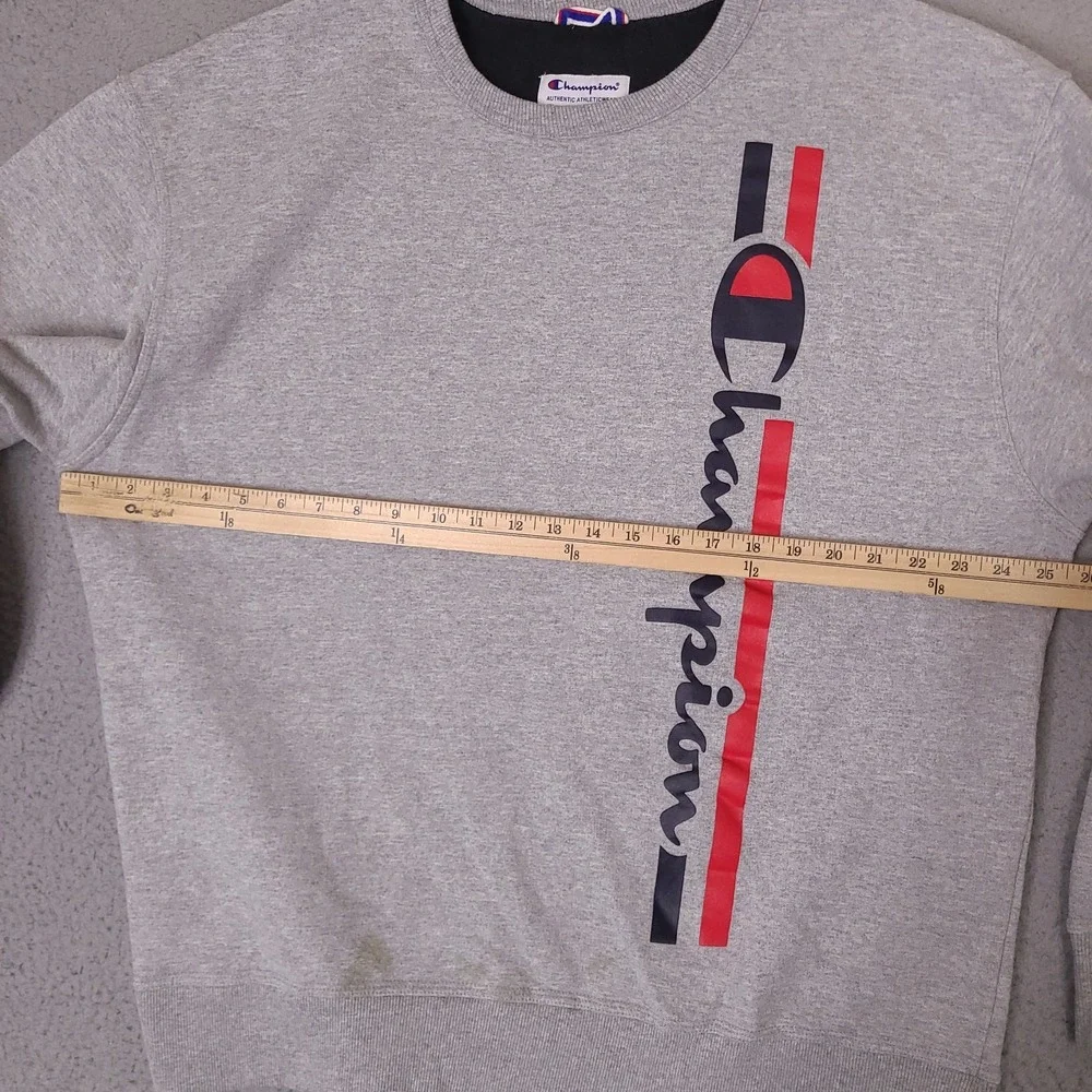 Champion Sweatshirt‎ Mens XL Gray Vertical Script Logo Crewneck Pullover